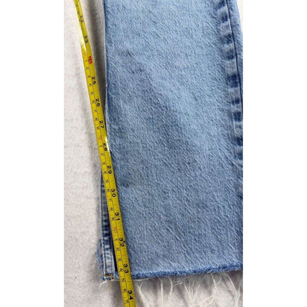 Zara Womens Light Wash Split Hem Flare Jeans Distressed Size 4 26 - Picture 4 of 8